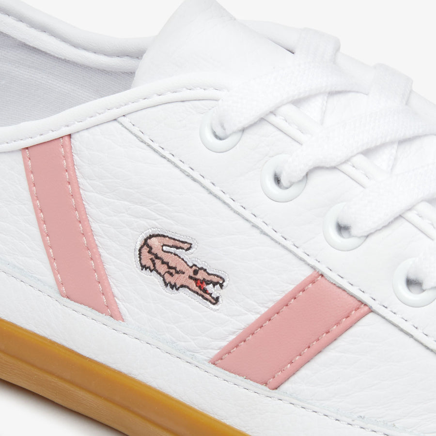 Women's Sideline Leather Sneakers--White / Pink