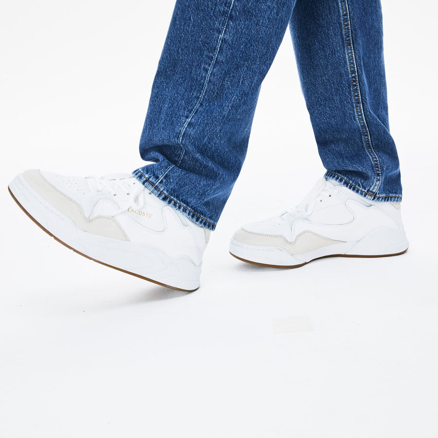 Men's Court Slam Leather Sneakers--White/Gum