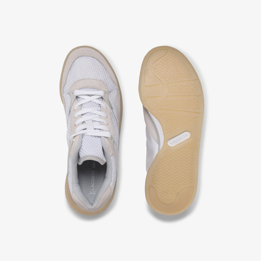 Women's Court Slam Dynamic Leather and Textile Sneakers--White