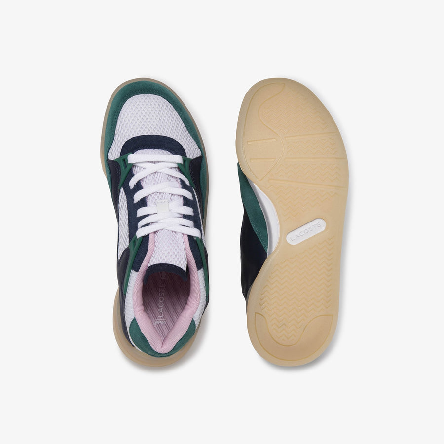 Women's Court Slam Dynamic Leather and Textile Sneakers--White/Navy