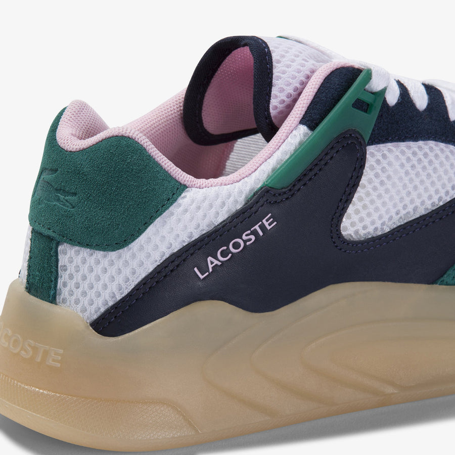 Women's Court Slam Dynamic Leather and Textile Sneakers--White/Navy