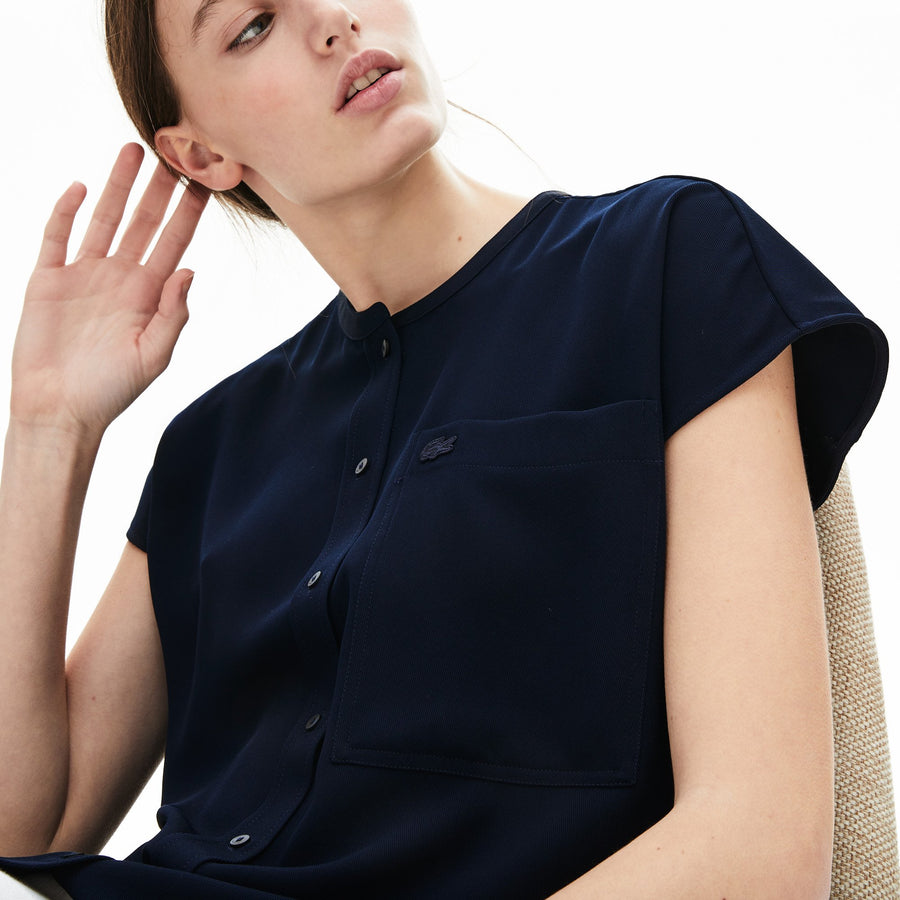 Women's Mao-Collar Sleeveless Wovenshirt