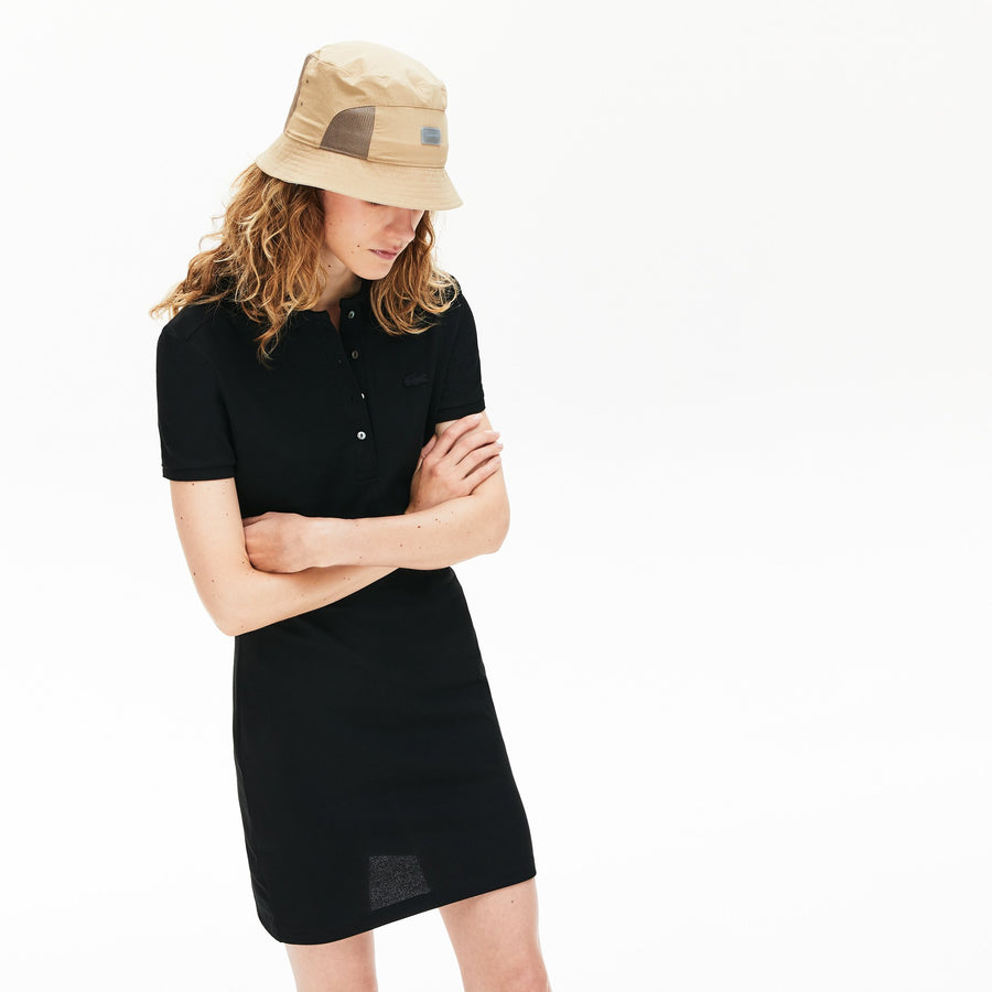 Women's Stretch Cotton Polo Piqué Dress--Black