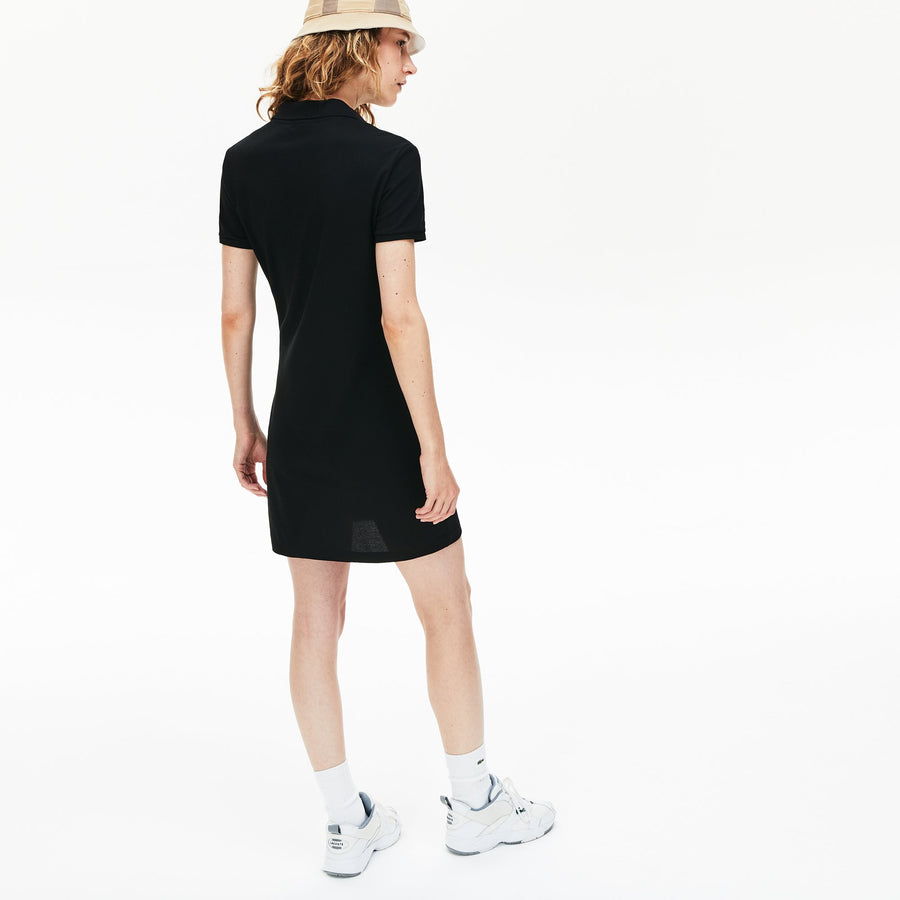 Women's Stretch Cotton Polo Piqué Dress--Black