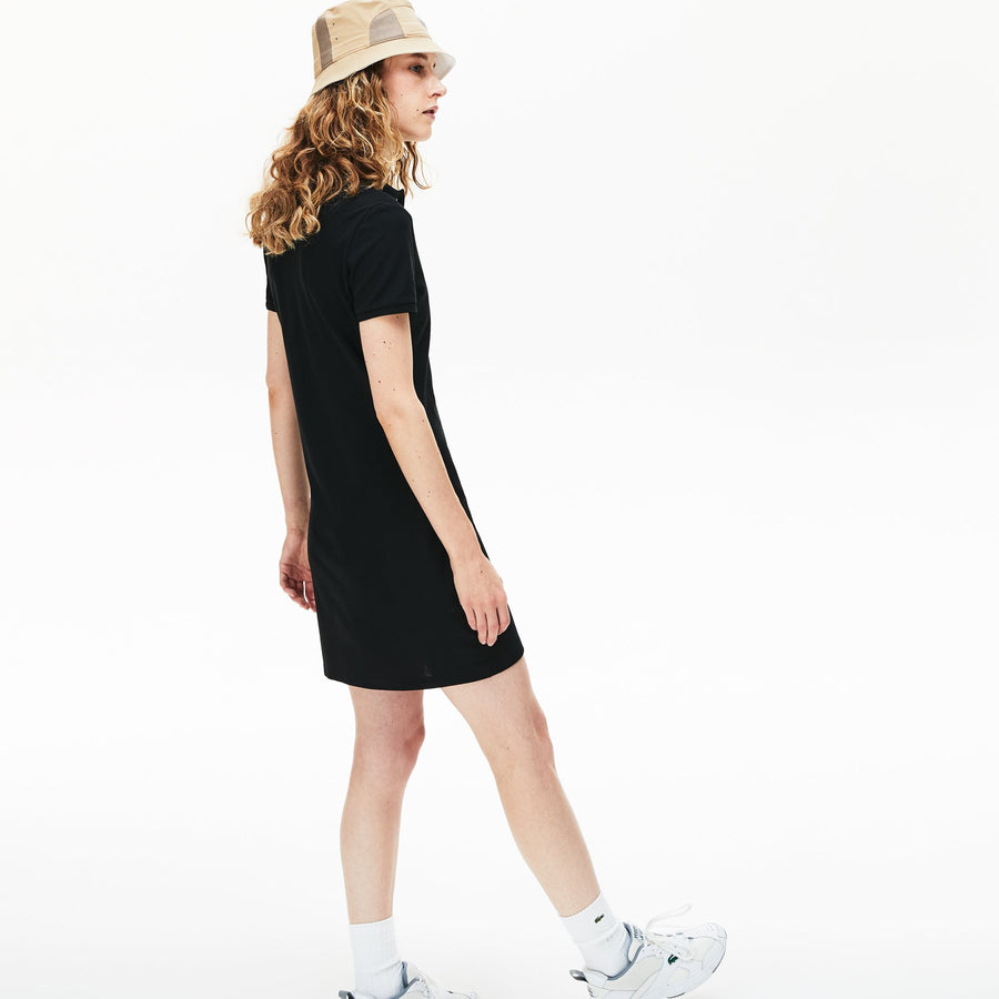 Women's Stretch Cotton Polo Piqué Dress--Black