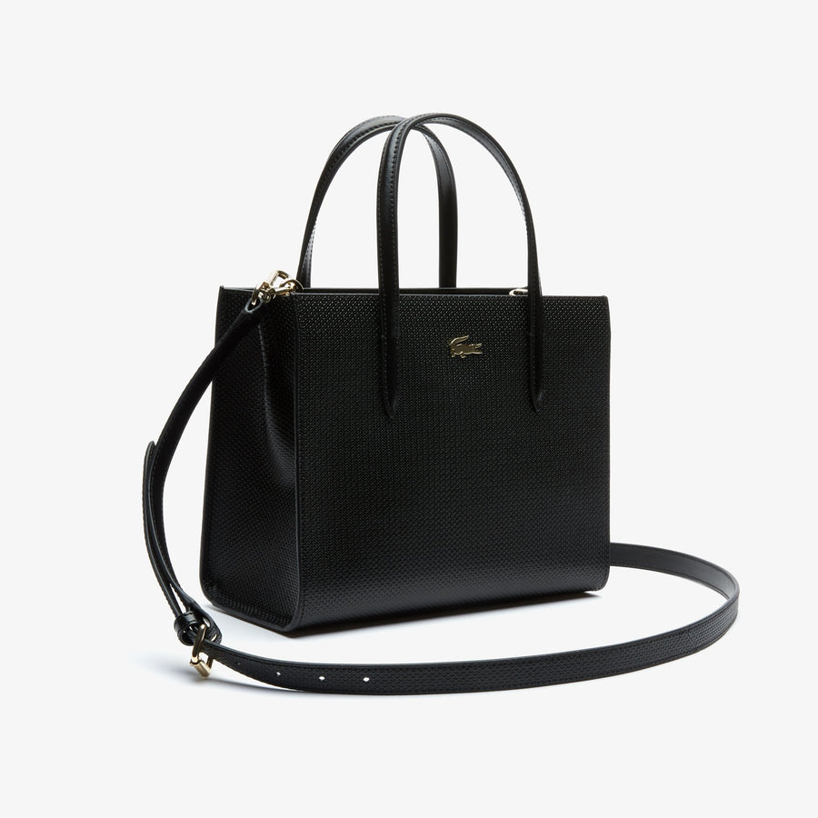 Women's Chantaco Dual Carry Piqué Zip Leather Tote--Black