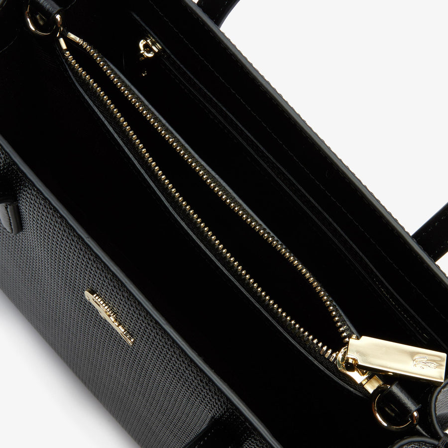 Women's Chantaco Dual Carry Piqué Zip Leather Tote--Black