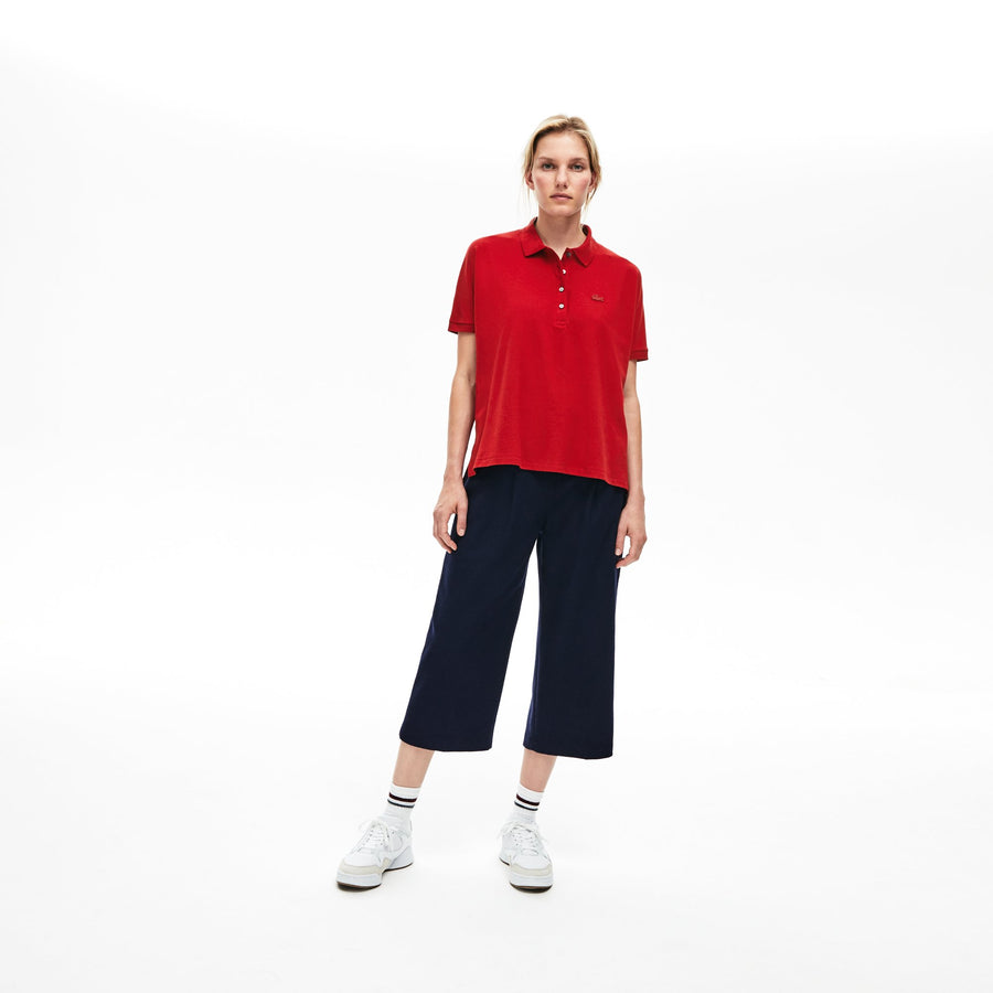 Women's Lacoste Boxy Fit Flowing Stretch Cotton Piqué Polo Shirt