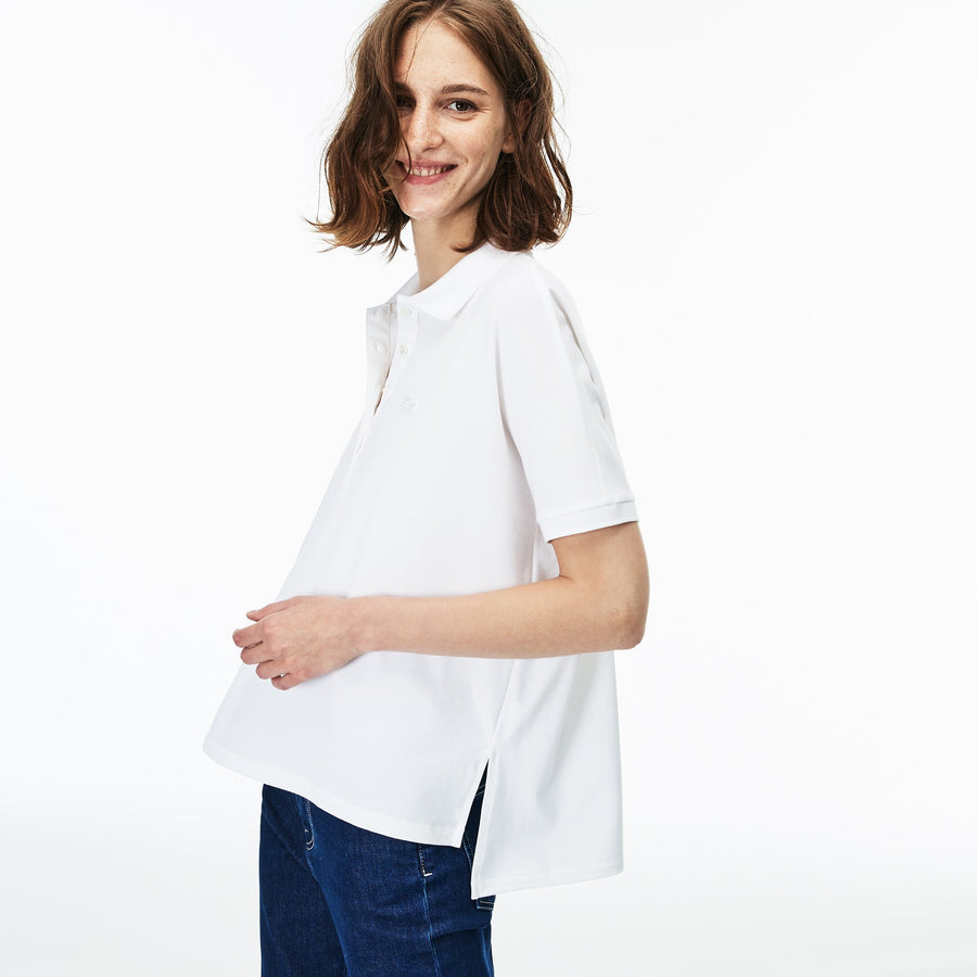 Women's Lacoste Boxy Fit Flowing Stretch Cotton Piqué Polo Shirt