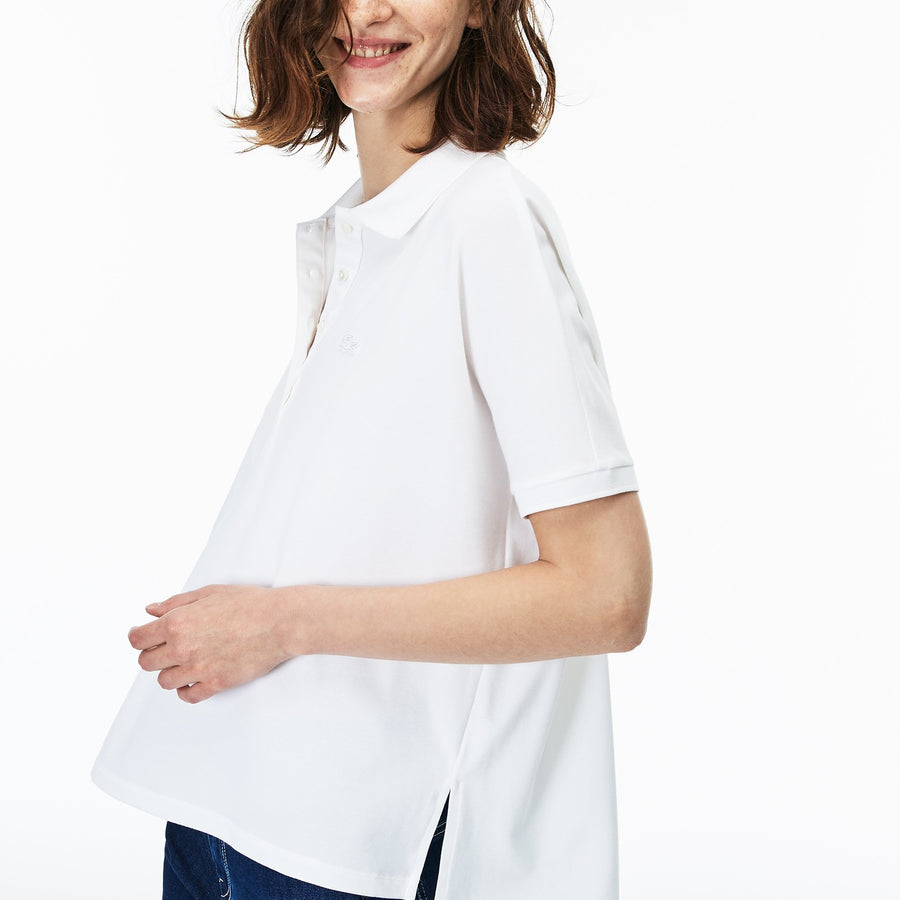 Women's Lacoste Boxy Fit Flowing Stretch Cotton Piqué Polo Shirt