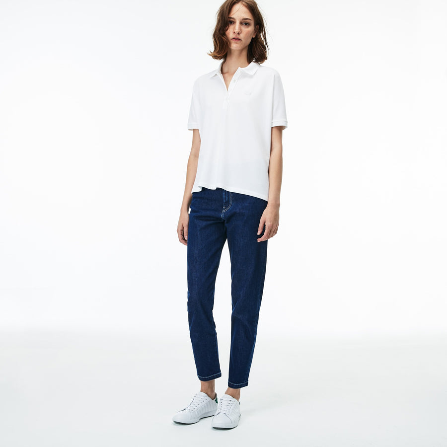 Women's Lacoste Boxy Fit Flowing Stretch Cotton Piqué Polo Shirt