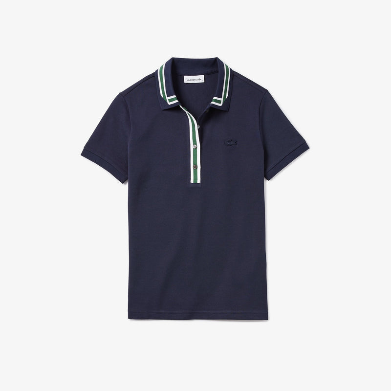 Women's Contrast Placket and Collar Polo Piqué