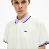 Women's Contrast Striped Ribbed Piqué Polo Shirt