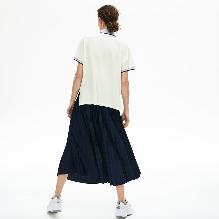 Women's Contrast Striped Ribbed Piqué Polo Shirt