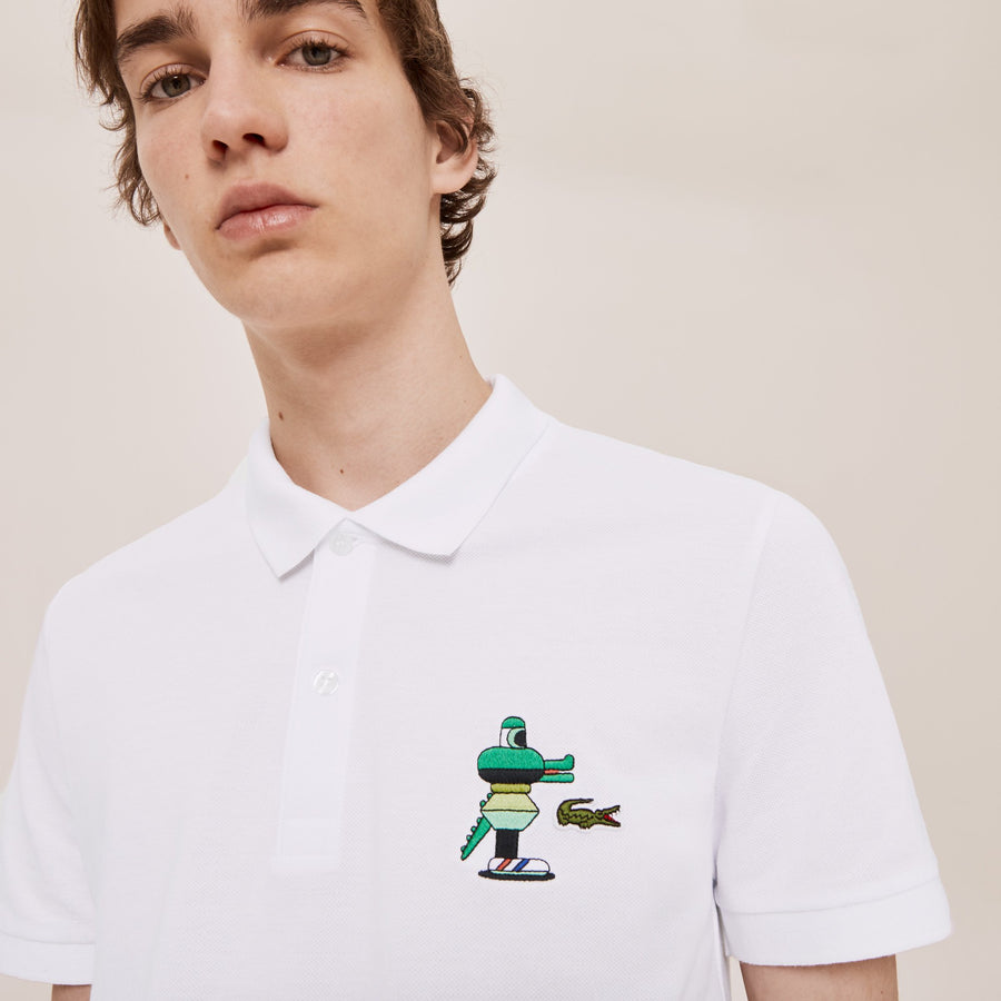 Unisex Lacoste X Jeremyville Classic Fit Piqué Polo--White