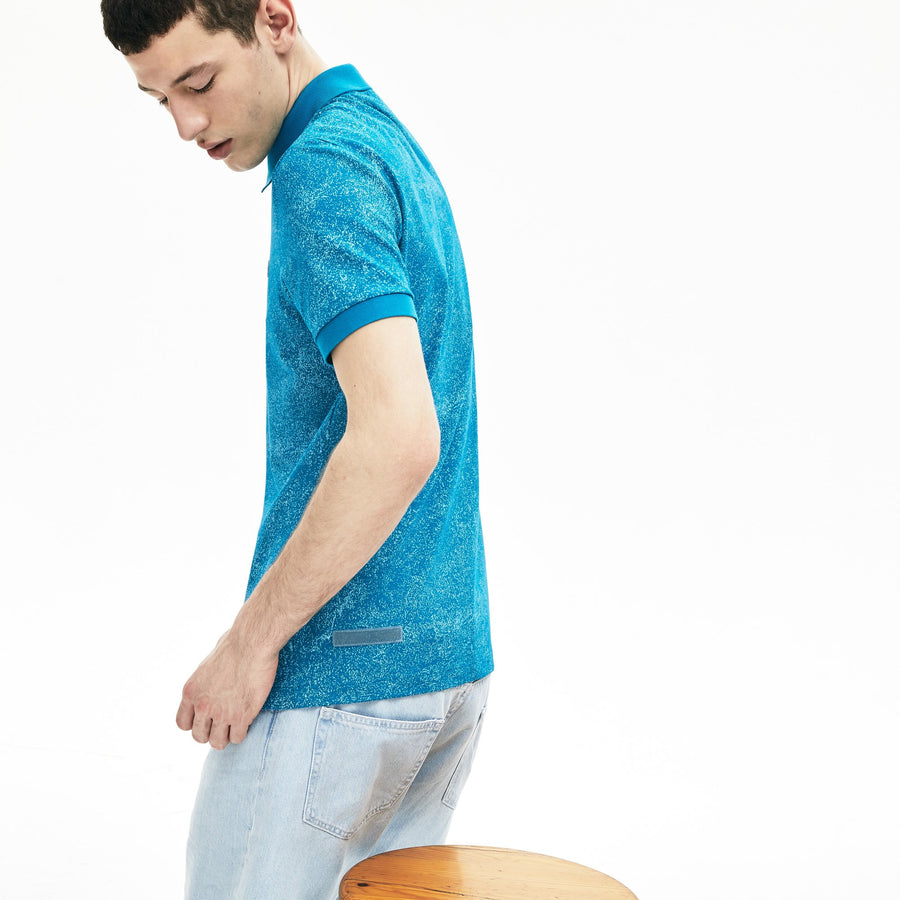Men's Marbled Polo Piqué--Blue