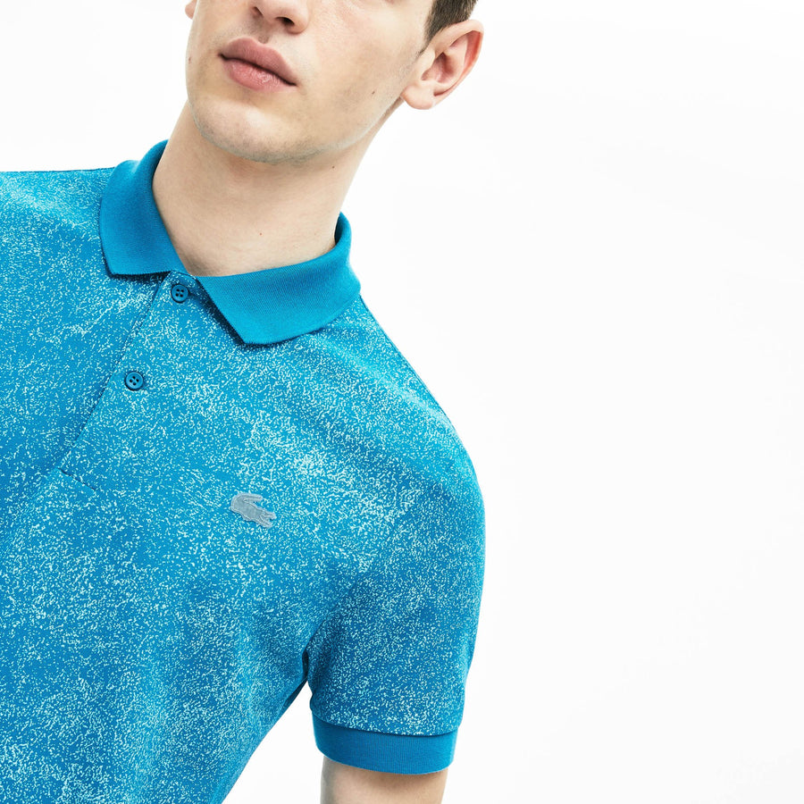 Men's Marbled Polo Piqué--Blue