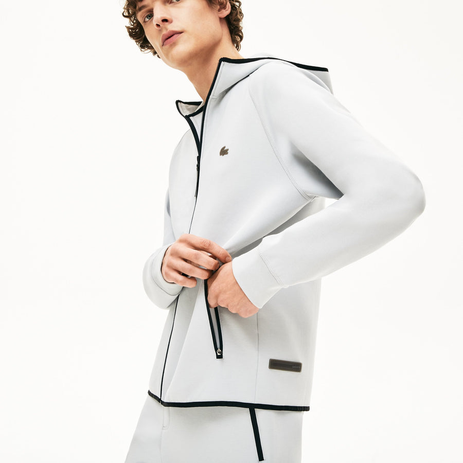 Men's Silicone Croc and Badge Full-Zip Hoodie--Grey