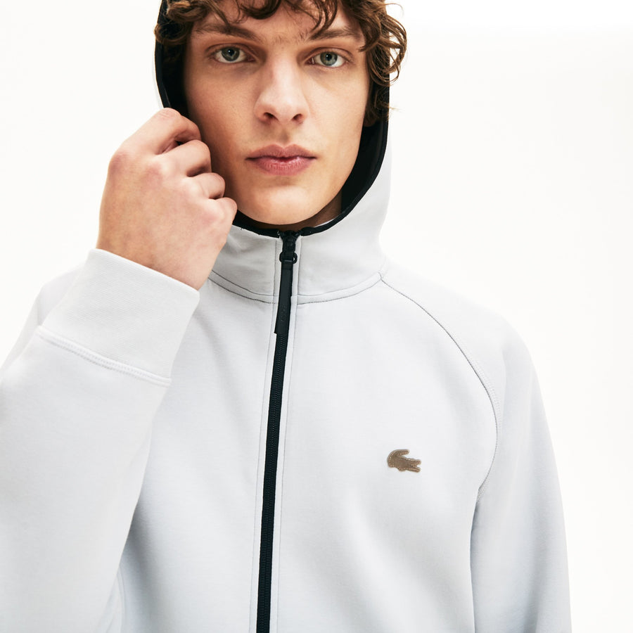 Men's Silicone Croc and Badge Full-Zip Hoodie--Grey