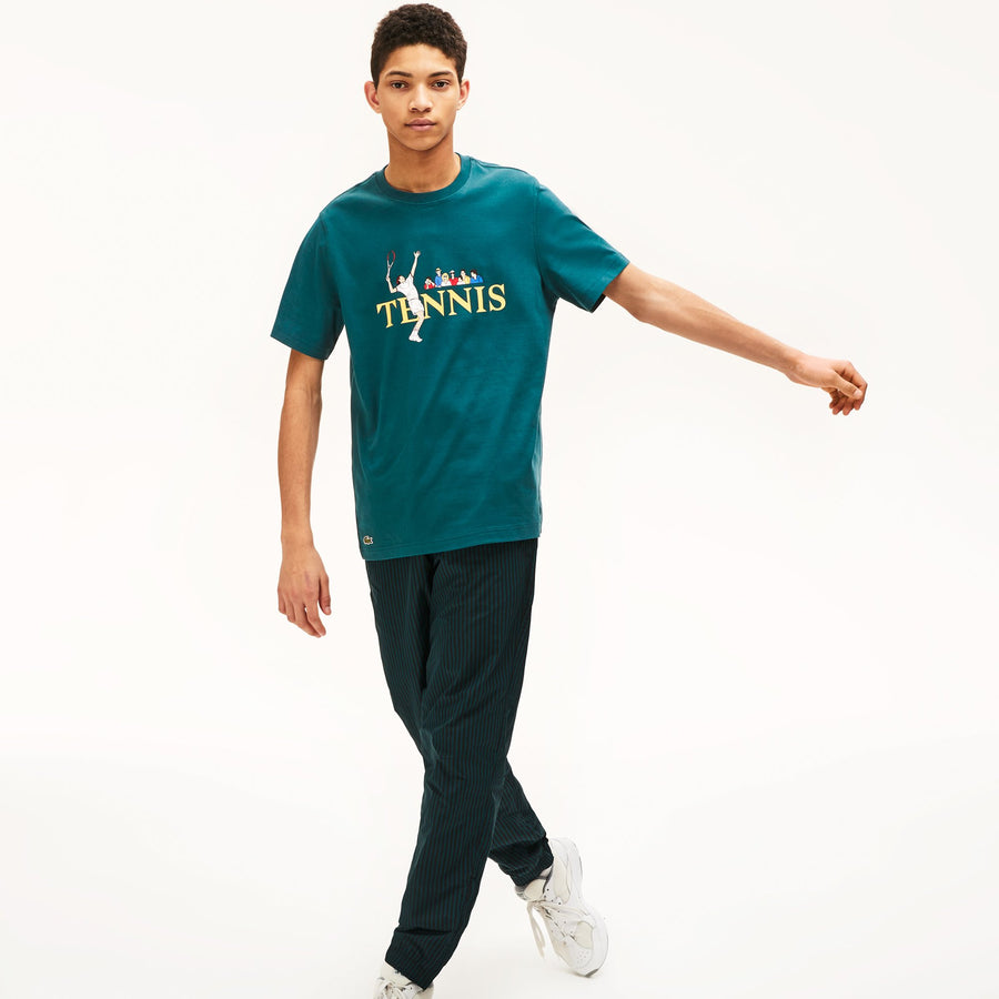 Unisex Lacoste LIVE Tennis Design Cotton Crew Neck T-Shirt