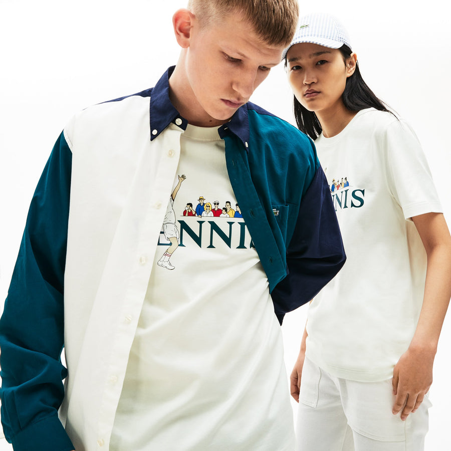 Unisex Lacoste LIVE Tennis Design Cotton Crew Neck T-Shirt