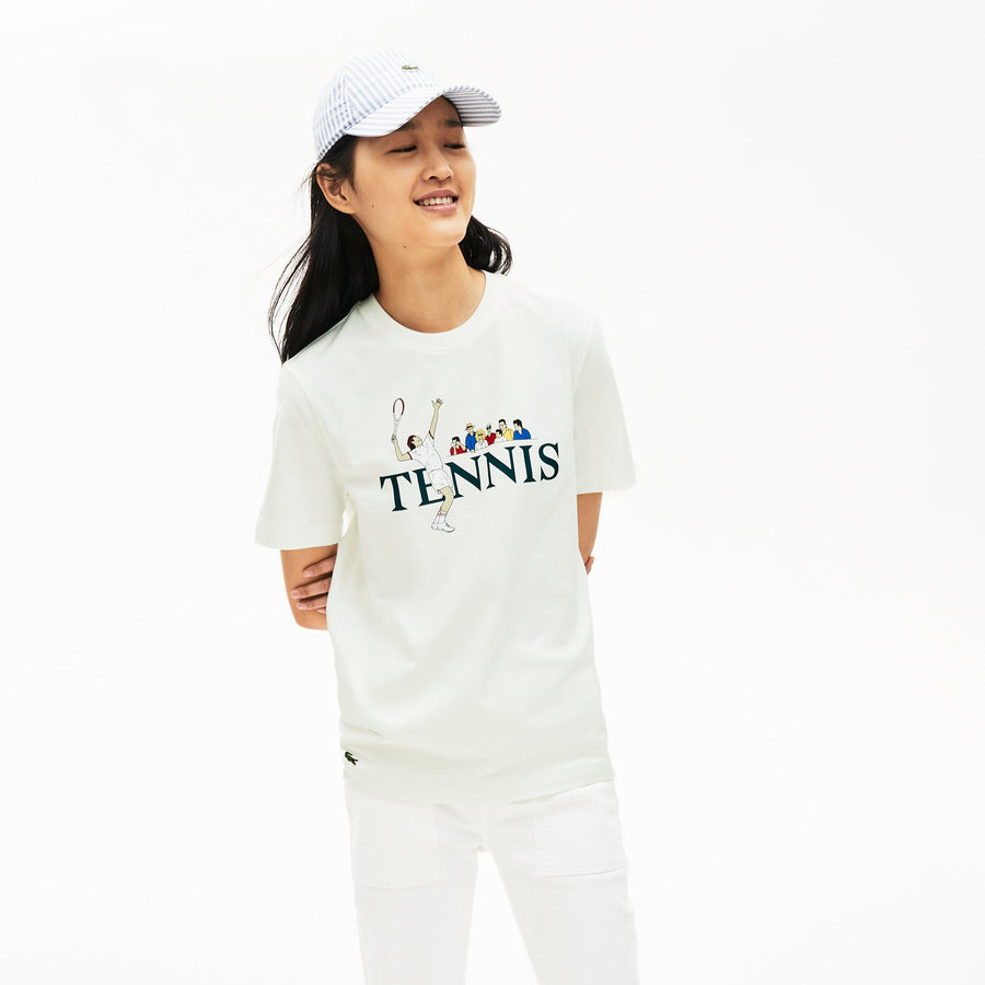 Unisex Lacoste LIVE Tennis Design Cotton Crew Neck T-Shirt